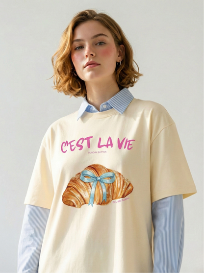 C'est La Vie Oversized Tee - Berry Edit