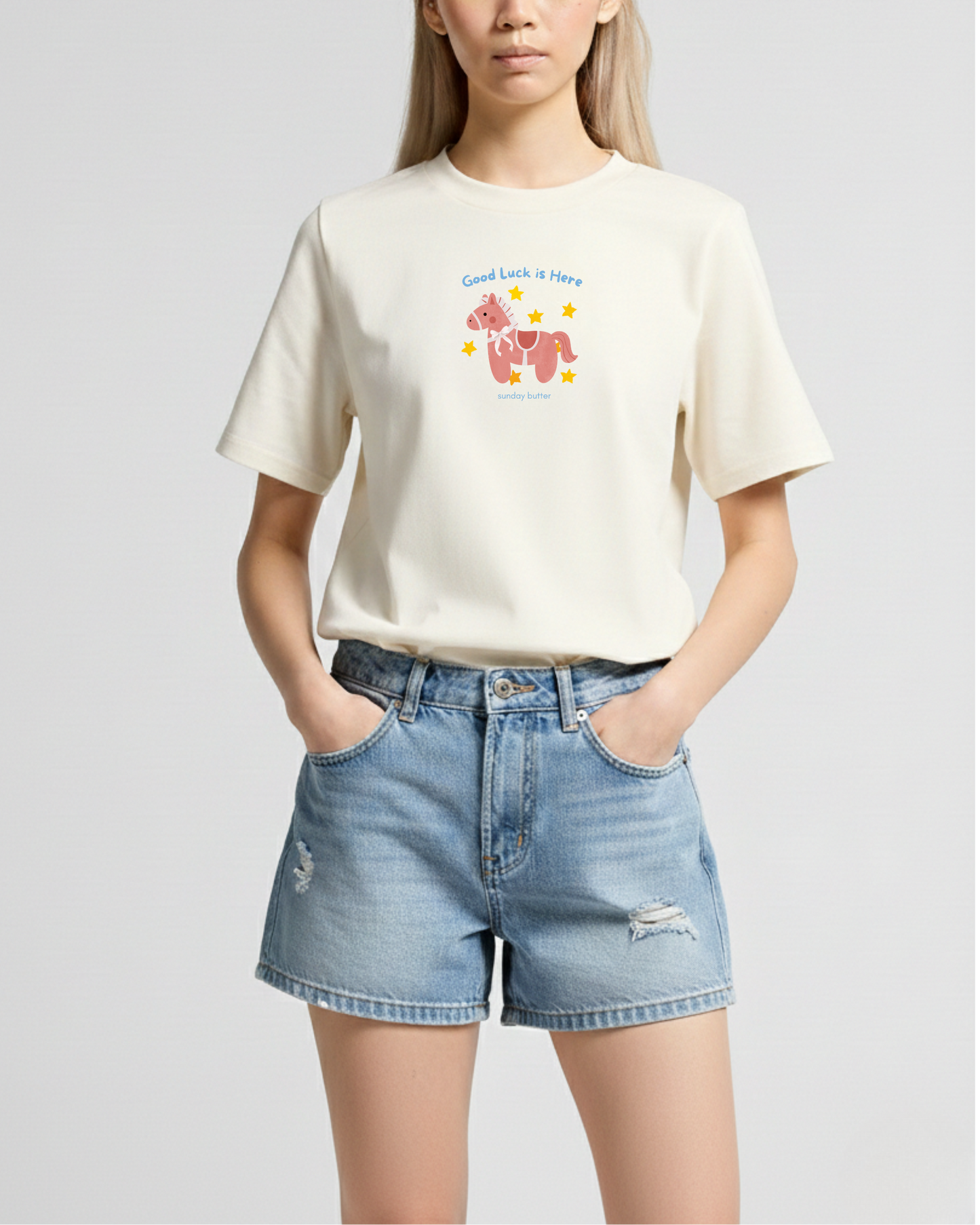 Good Luck Oversized Tee (Sky Blue)