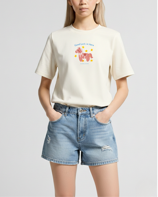 Good Luck Oversized Tee (Sky Blue)