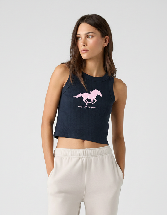 Wild At Heart Ribbed Tank (Pink)
