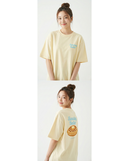 The Sunday Waffle Oversized Tee - Blueberry Butter Edit